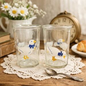 Set of 2 Vintage BAMA Goose juice glasses - cottage core glasses